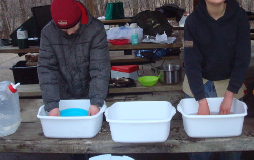 camp hygiene dish washing